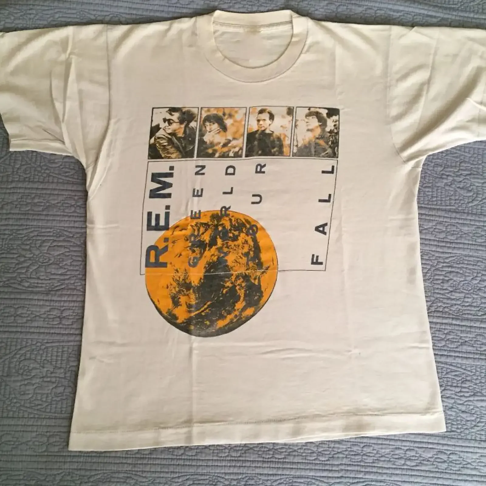 T shirt maglietta cotone vintage REM GREEN WORLD Tour tutte le taglie dalla S alla 2345XL vintage Washed Unisex graphic