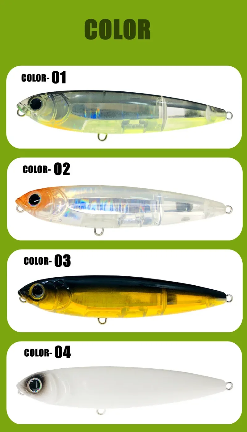 GREENSPIDER 102 mm 17,5 g Topwater-Angelköder mit Bleistiftoberfläche, Walk The Dog, künstlicher Salzwasser-Hartköder, Bass-Kunststoff-Wanderer – Detail 10