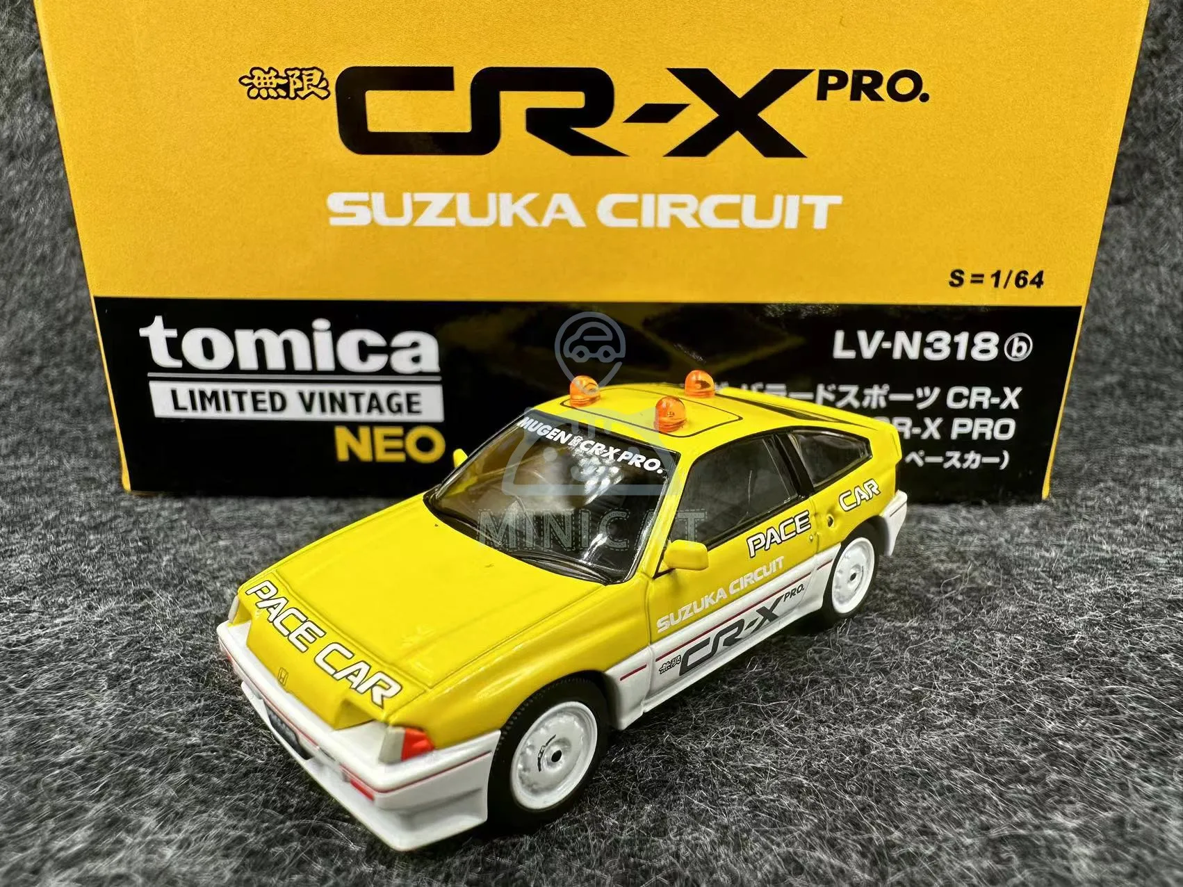 Tomytec 1/64 TLV LV-N318b Honda CR-X Pro Suzuka Track Guide modello di auto in lega