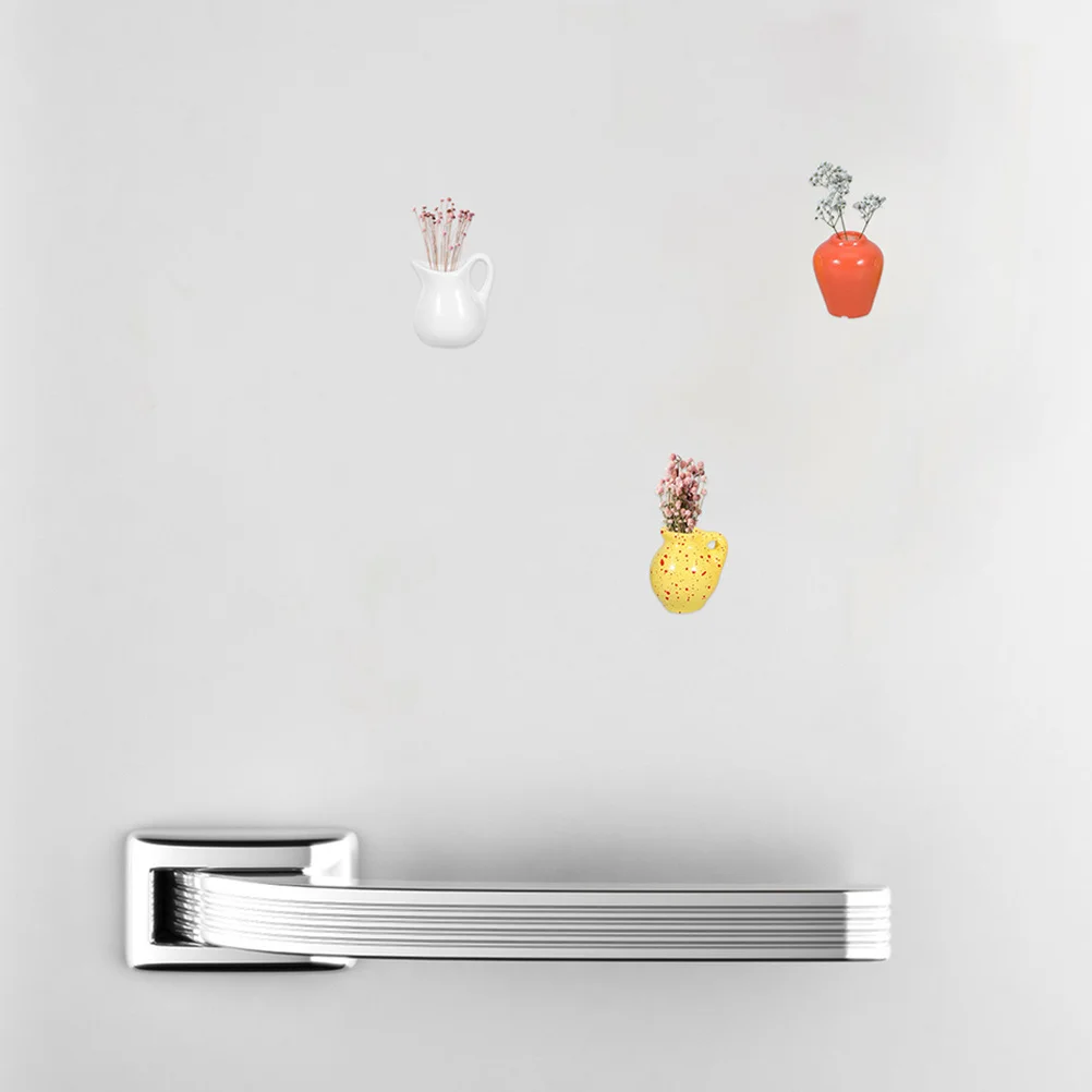 

3Pcs Mini Resin Fridge Vase Magnets Magnetic Small Flower Pot Holder for Refrigerator Kitchen Locker Office Decoration