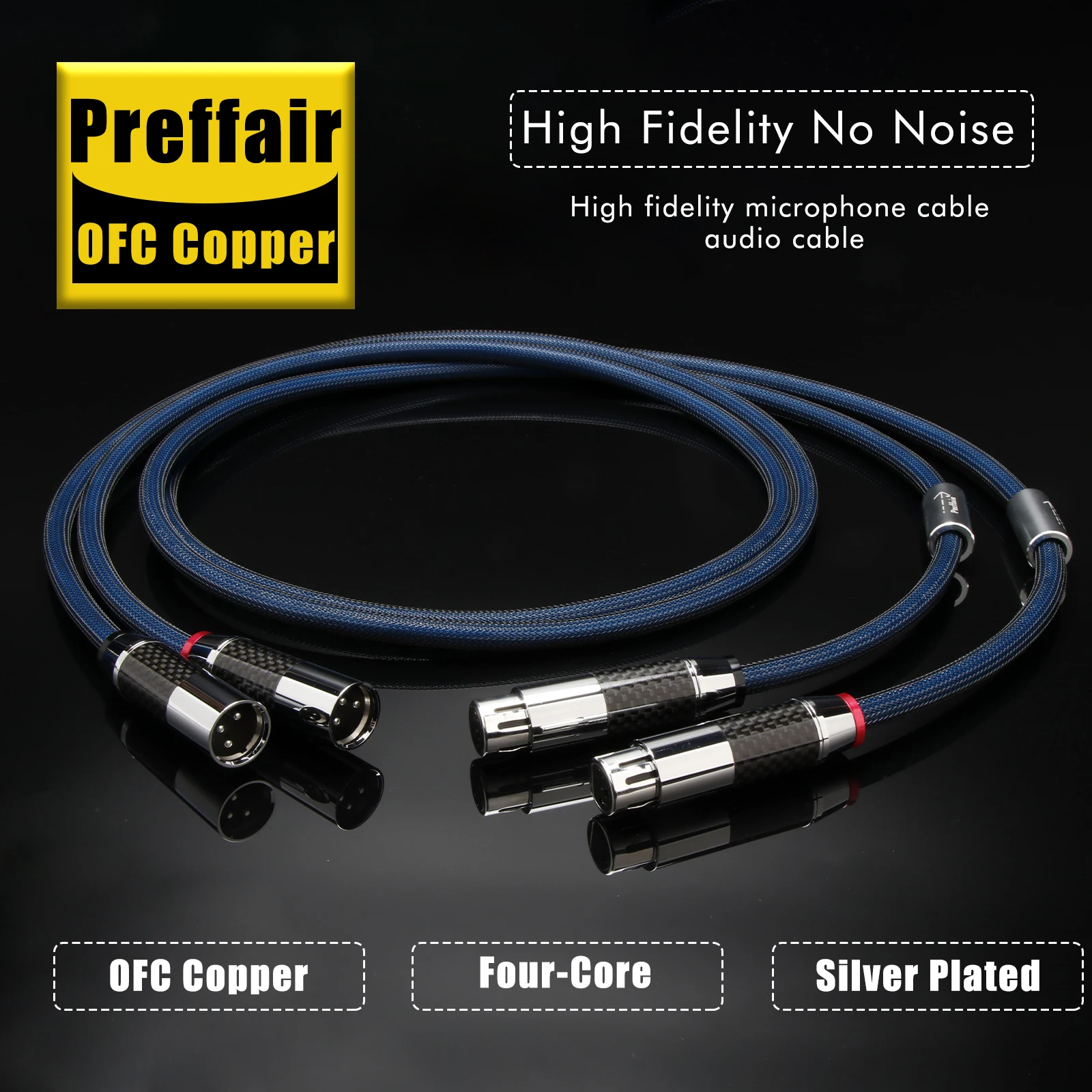 Pair OCC Copper XLR Cable Balanced Wire Microphone Cord Male Female XLR Connector Line for CD Player Interconnect Cables