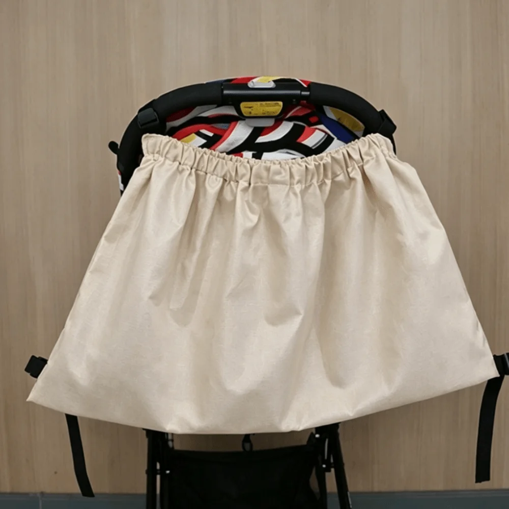 Oxford Fabric Stroller Hanging Bag Multifunctional Large Capacity Stroller Storage Organizer Universal Solid Color