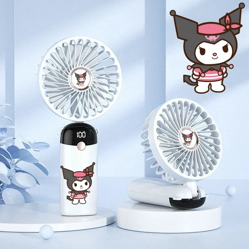 Miniso Kuromi Mini Fan Series, Figura Dos Desenhos Animados, Rotativa Kuromi Printing, Desktop Portátil, Portátil, Presente de Aniversário, Presentes