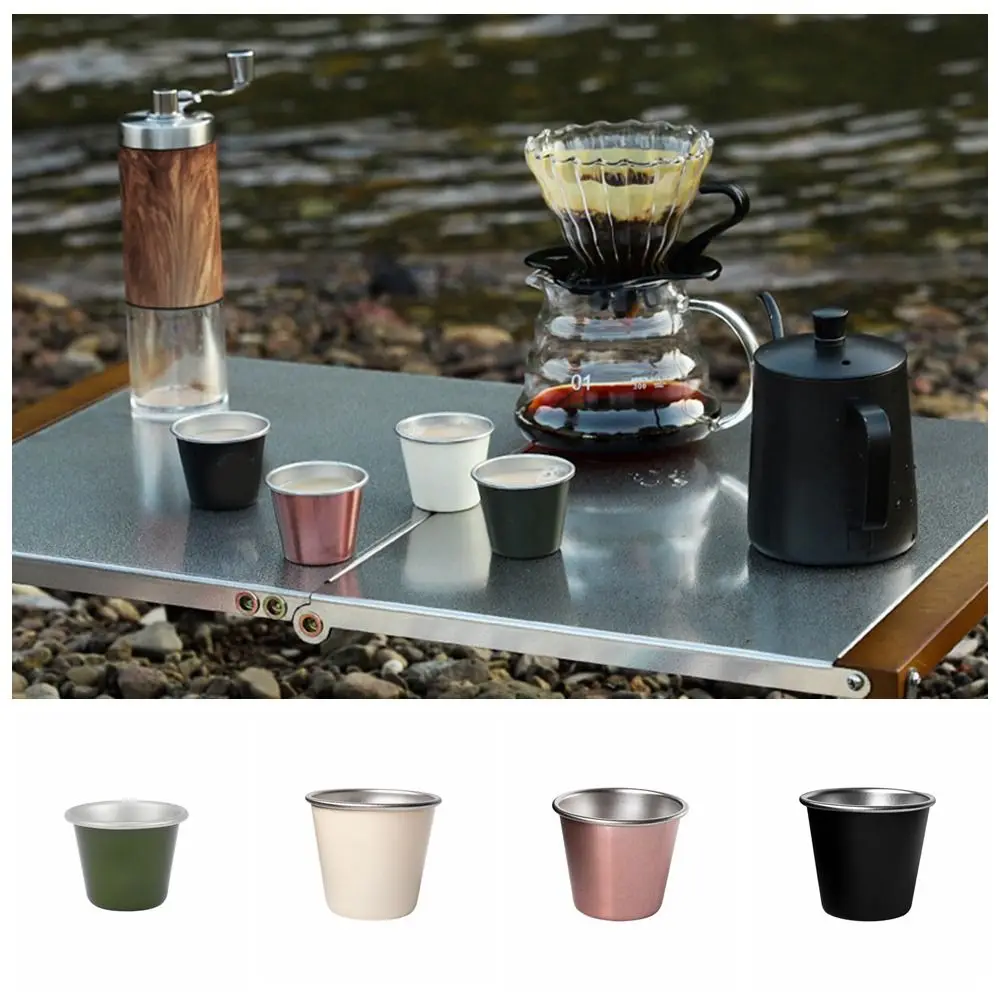 Stainless Steel 304 Camping Cups Wear-resistant Anti-corrosion Outdoor Coffee Cup Ultra-light Wine Cup Water Tea Mug Hiking Gear