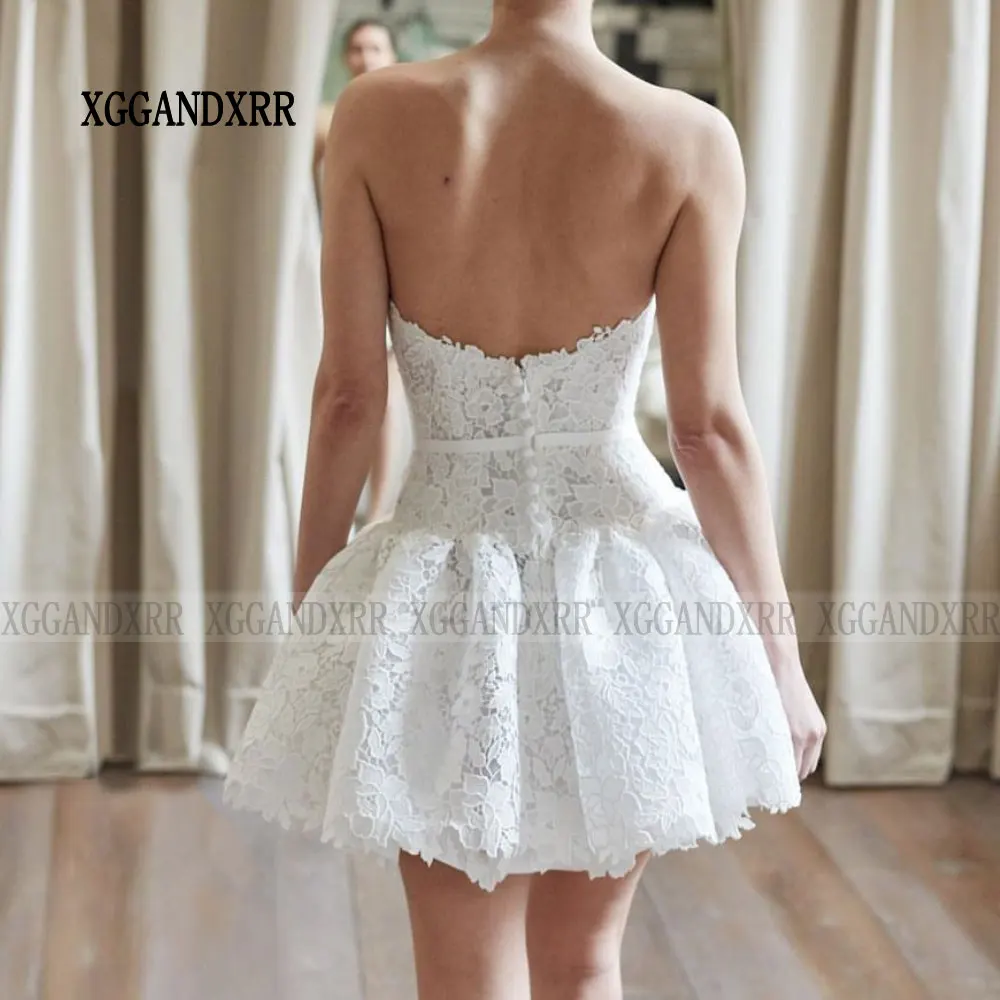 Elegant Lace Short Wedding Dress 2026 Sweetheart Layers Pleats Puffy Skirt Woman Robe Bridal Gown Backless White Bride Dress