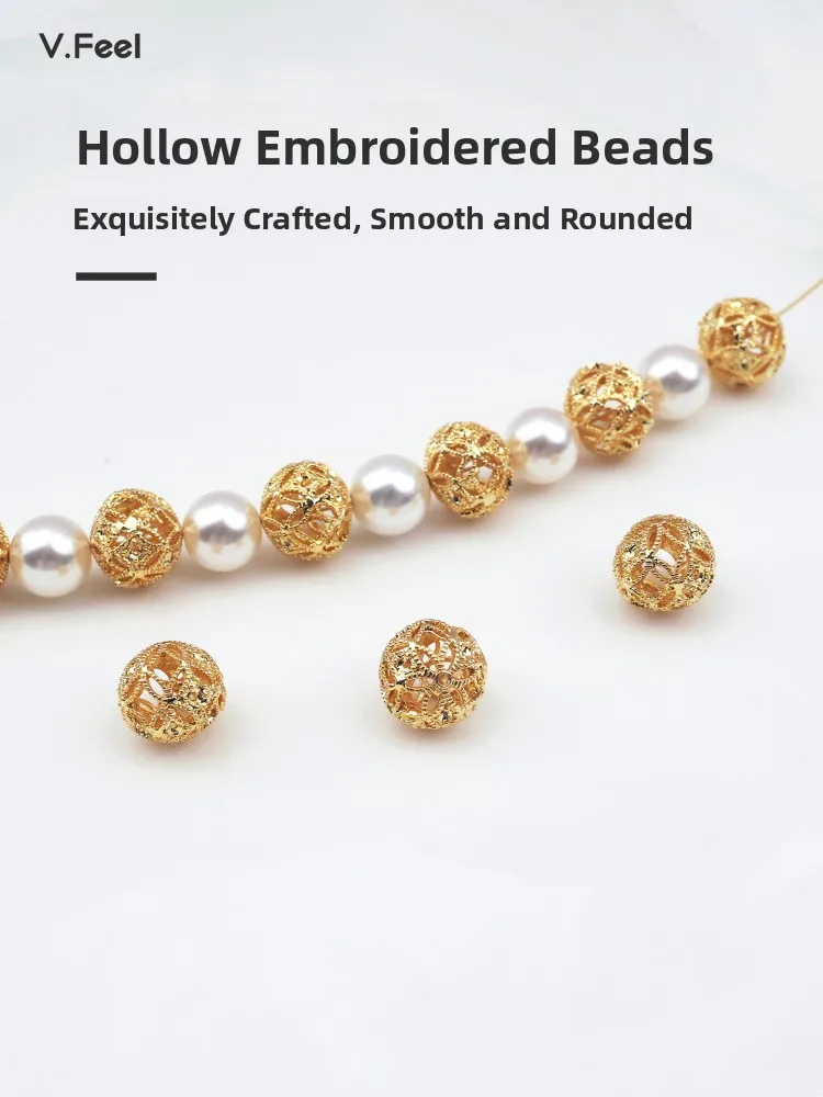 

Позолоченные вышитые бусины VFeel для рукоделия, украшения ручной работы, ажурные элементы в старинном стиле, для ожерелий и браслетов