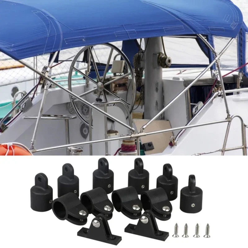 12 Pcs Nylon Marine Boat Bimini Top Hardware Fittings Set Eye End Cap/Jaw Slide Pipe Clamp & Deck Hinge Boat Accessories Marine