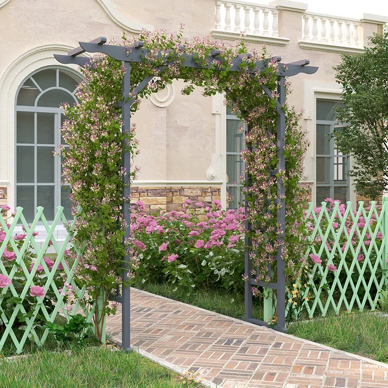 Уличный двор, консервативная деревянная арка, подставка для цветов, украшение сада, входная дверь, твердая древесина, восхождение, лоза, рама, забор