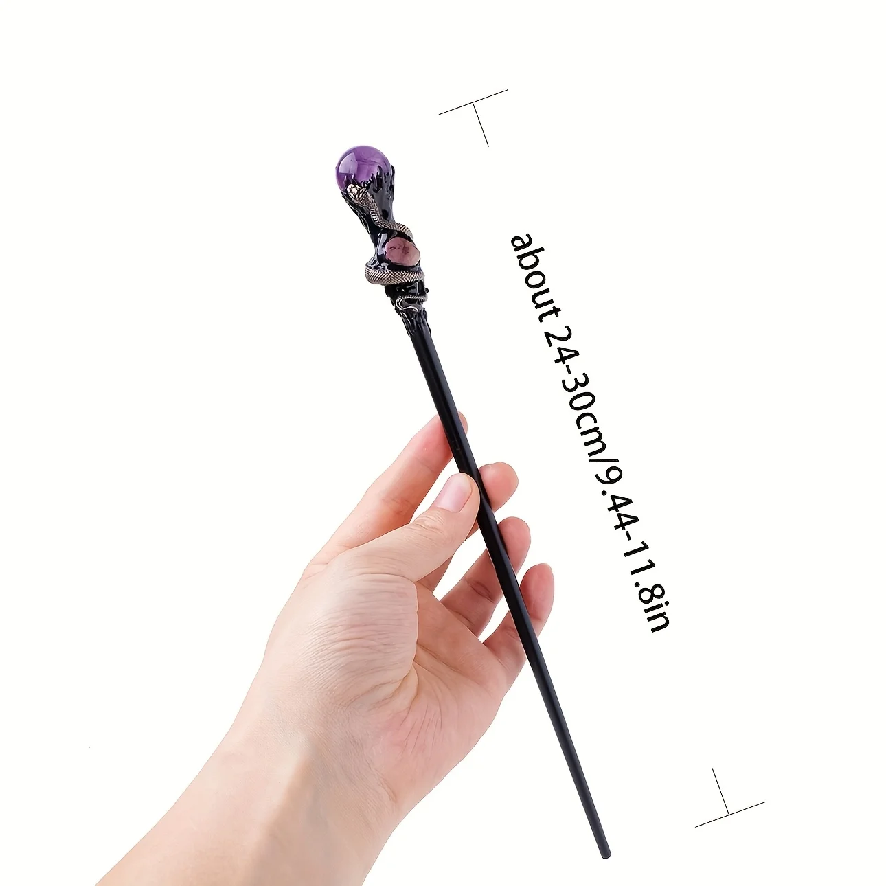 1pc Natural Crystal Ball Scepter DIY Handmade Semi-precious Stone Halloween Magic Wand Fairy Wand Props