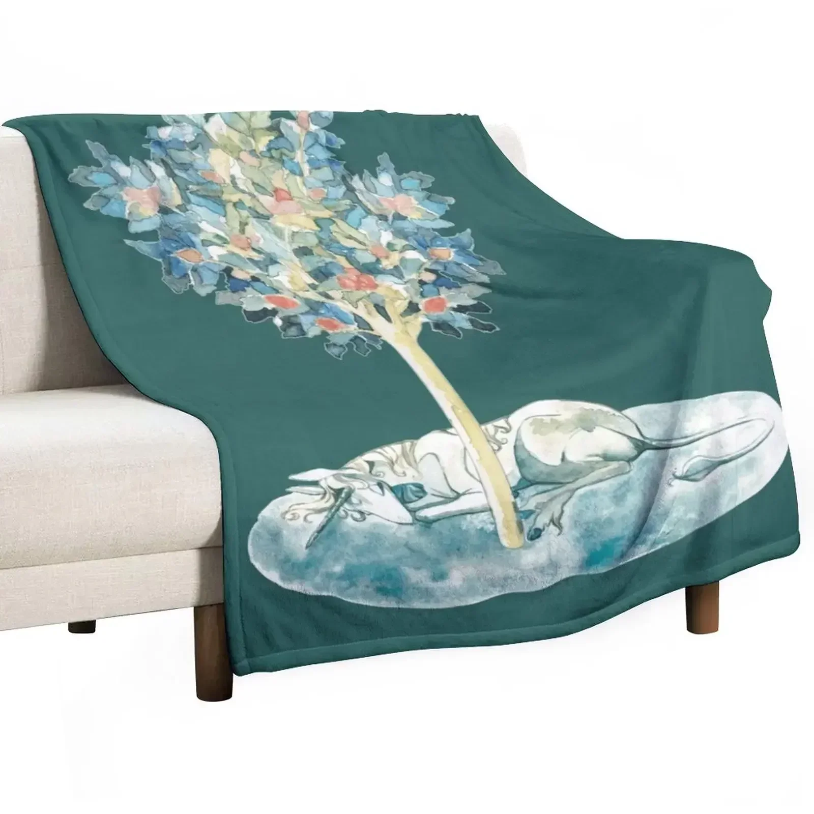 The last unicorn always dreaming medieval inspired design Throw Blanket Plush Blankets Sofas Of Decoration Blankets