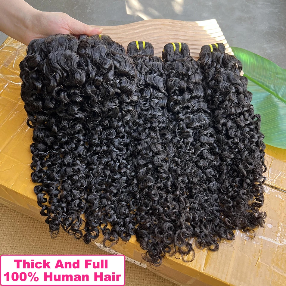 Yiwigs 12A Grade Burmese Curly Human Hair Bundles 100% Thick Sew In Bouncy Curly Unprocessed Raw Hair Weave Extensions