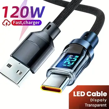 120W kabel USB-C pro telefon s super rychlým nabíjením a LED displejem, 100W datový kabel typu C-C pro Huawei, Oppo, Vivo 10 nejlepší prodej USB kabel typu C - №2