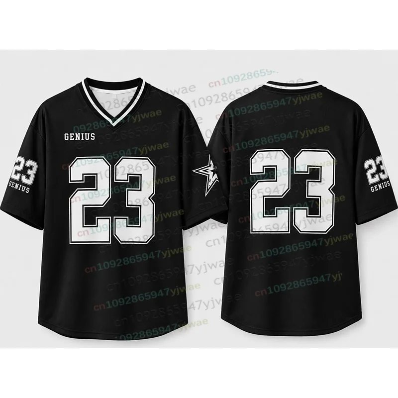 Number 23 TShirt For Men Women Summer Oversized V-neck Jersey Harajuku Trend Short Sleeve Unisex Streetwear Couple Beach Tee