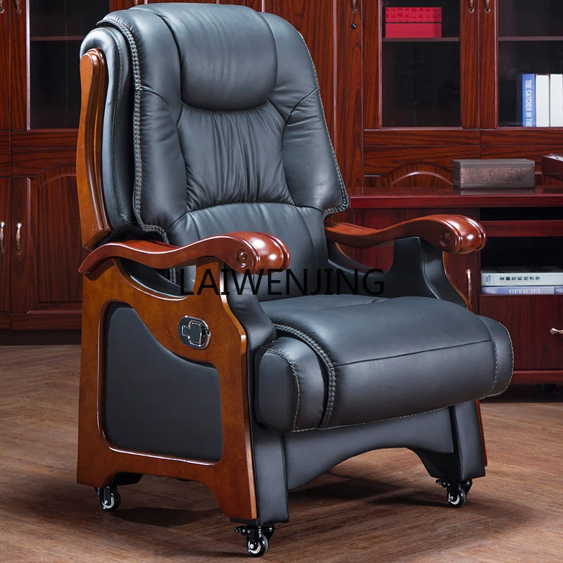 

MJY leather reclining massage large class business solid wood four-legged office computer home chair