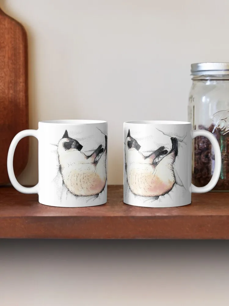 Siamese cat enjoying a duvet day Coffee Mug Cute Mugs Creative Cups Custom Mugs