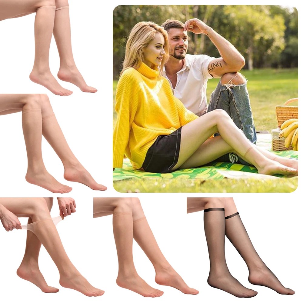 2Pairs لوليتا الحرير جوارب طويلة أبيض أسود اللحم الملونة النساء الجوارب الطويلة أنبوب غير مرئية منتصف طول الفخذ جوارب شبكية