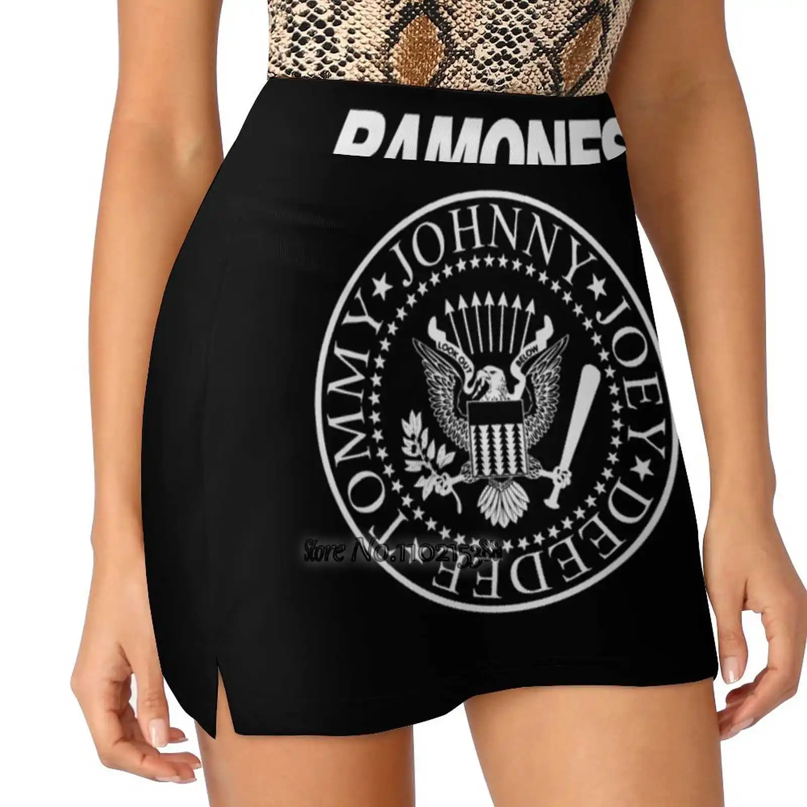 

The Ramone Women Mini Skirt Two Layers With Pocket Skirts Sport Fitness Running Skorts All In The Songs 80S Joey Ramone Music