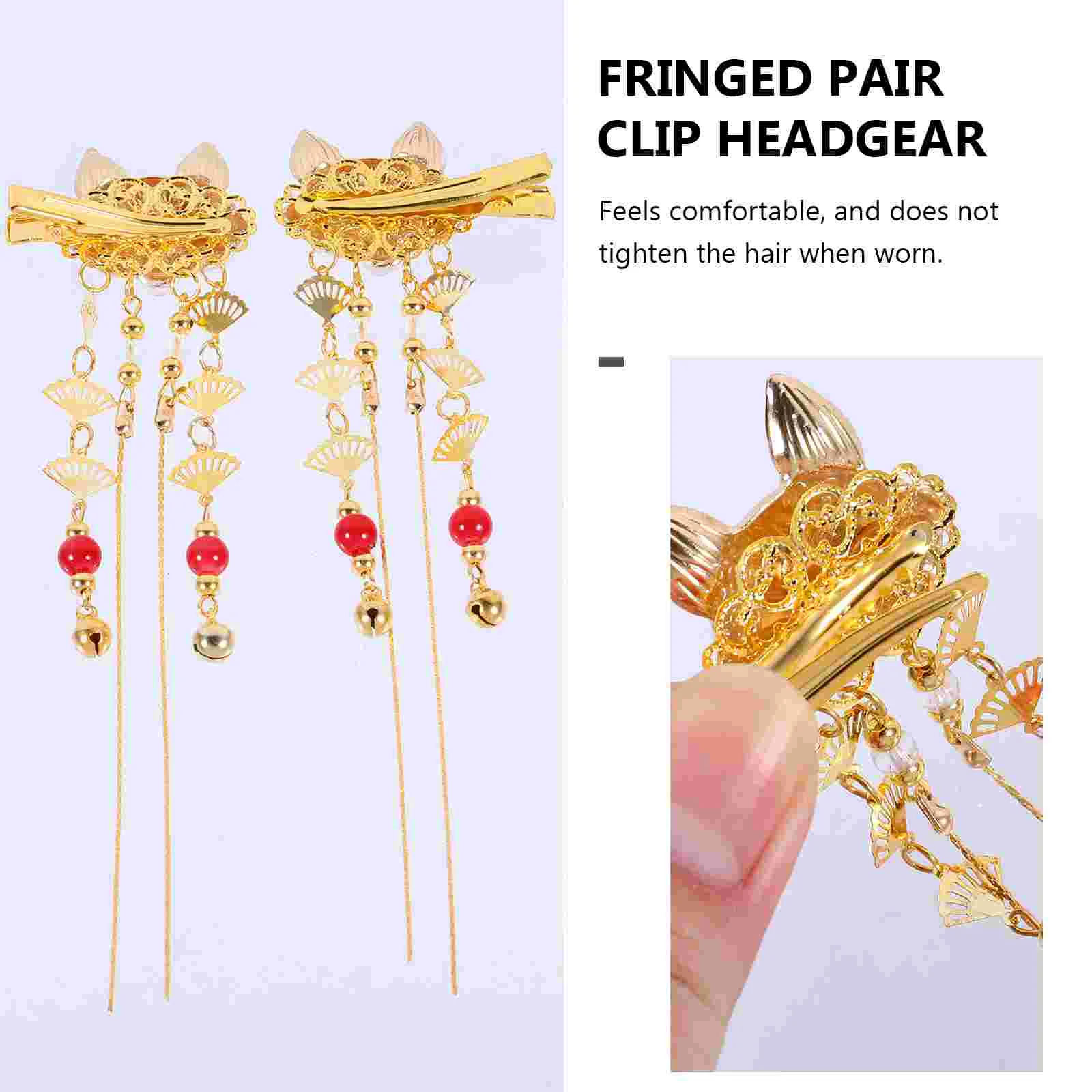 2 Pcs Pair Clip Fox Tassel Bride Japanese Hair Pin Chinese Alloy Asian Accessories Fairy Clips