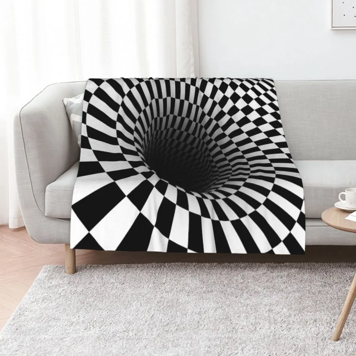 black and white optical illusion Throw Blanket christmas decoration Loose Luxury Custom Soft Beds Multi-Purpose Blankets