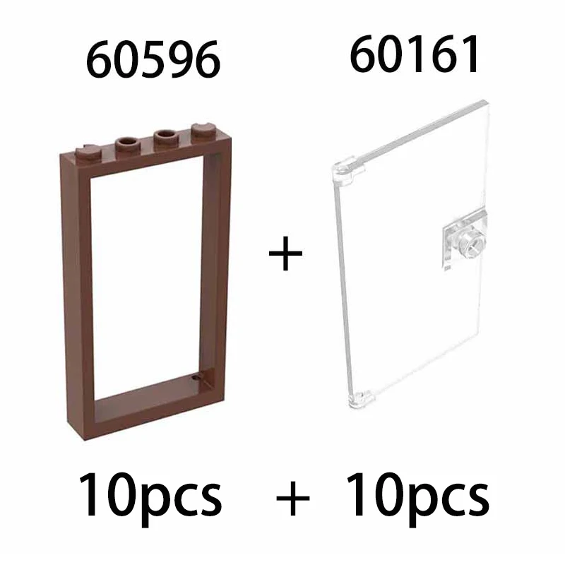 Finestra intelligente con telaio per porta 10 pezzi 1x4x6 compatibile con parti MOC 60596 60616, accessori modello building block, giocattoli per bambini
