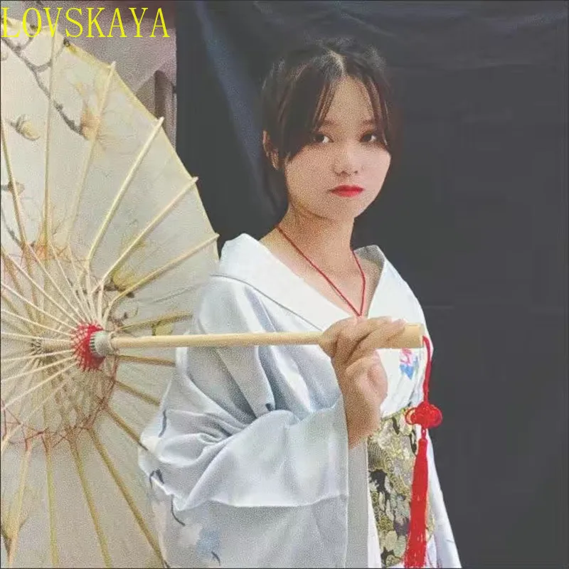 Summer Women's Japanese Haori Kimono with Flower Pattern Geisha Retro Stage Performance Costume Photography