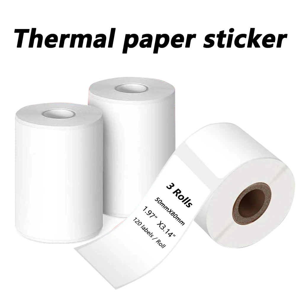 Compatible with Phomemo M110/M200 Portable Label Printer with Self-Adhesive Paper Square Barcode Commercial Label Sticker 50X80