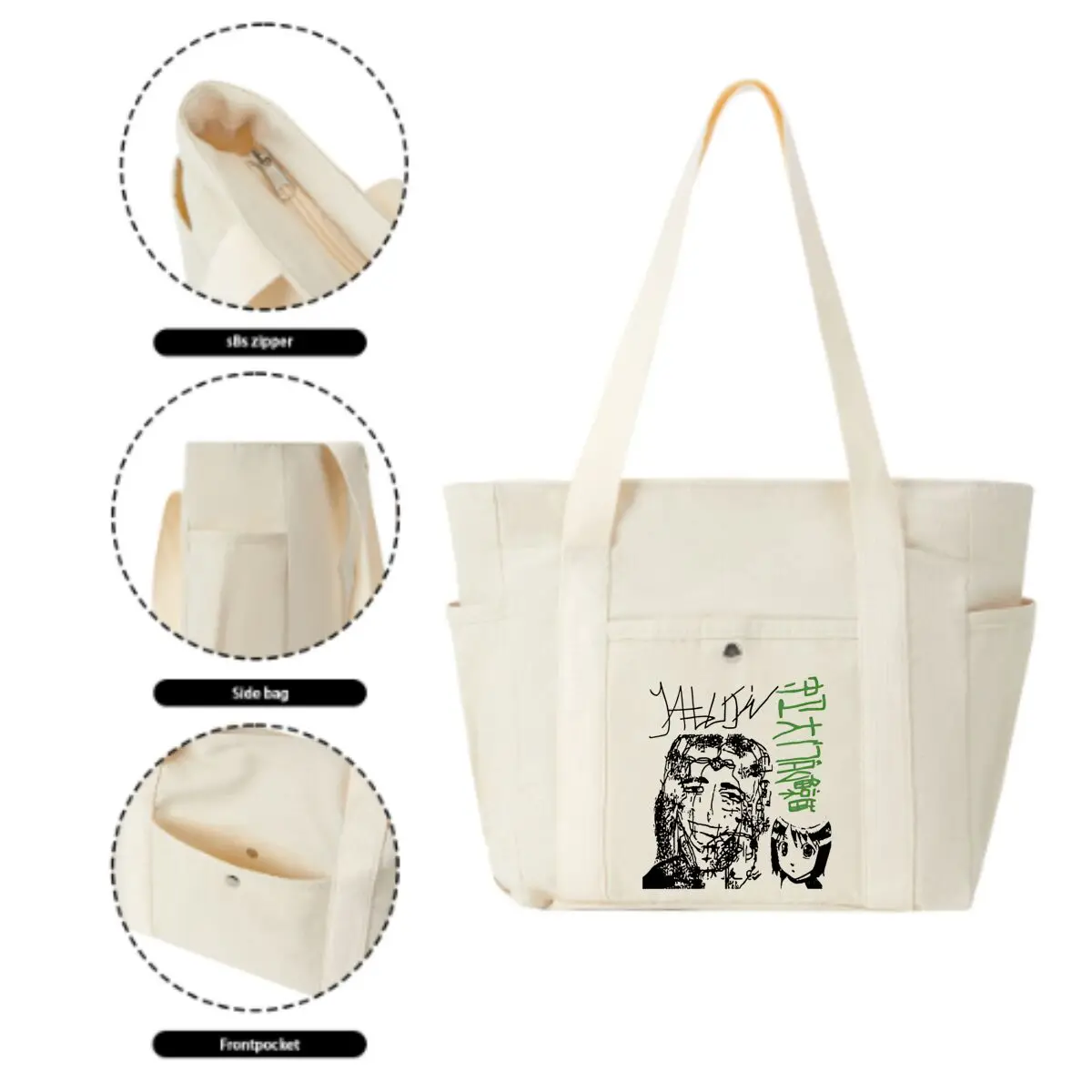 Anime Mashup Trendy Multi-Pocket Bag – Perfect for Coffee Shop Visits