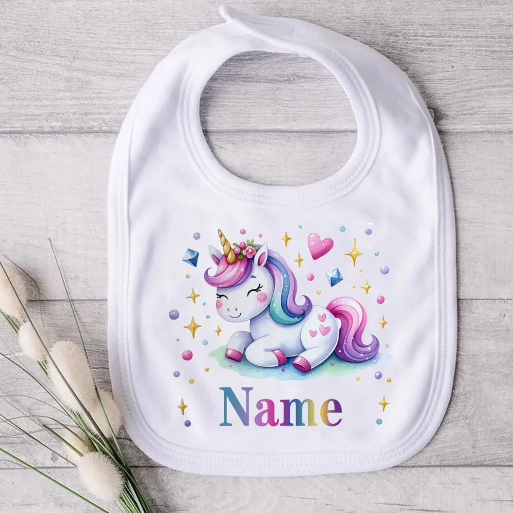 Personalised Baby Bibs Custom Dinosaur Unicorn with Name Boys Girls Cotton Bib Newborn Saliva Towel Cute Bib Infant Shower Gift