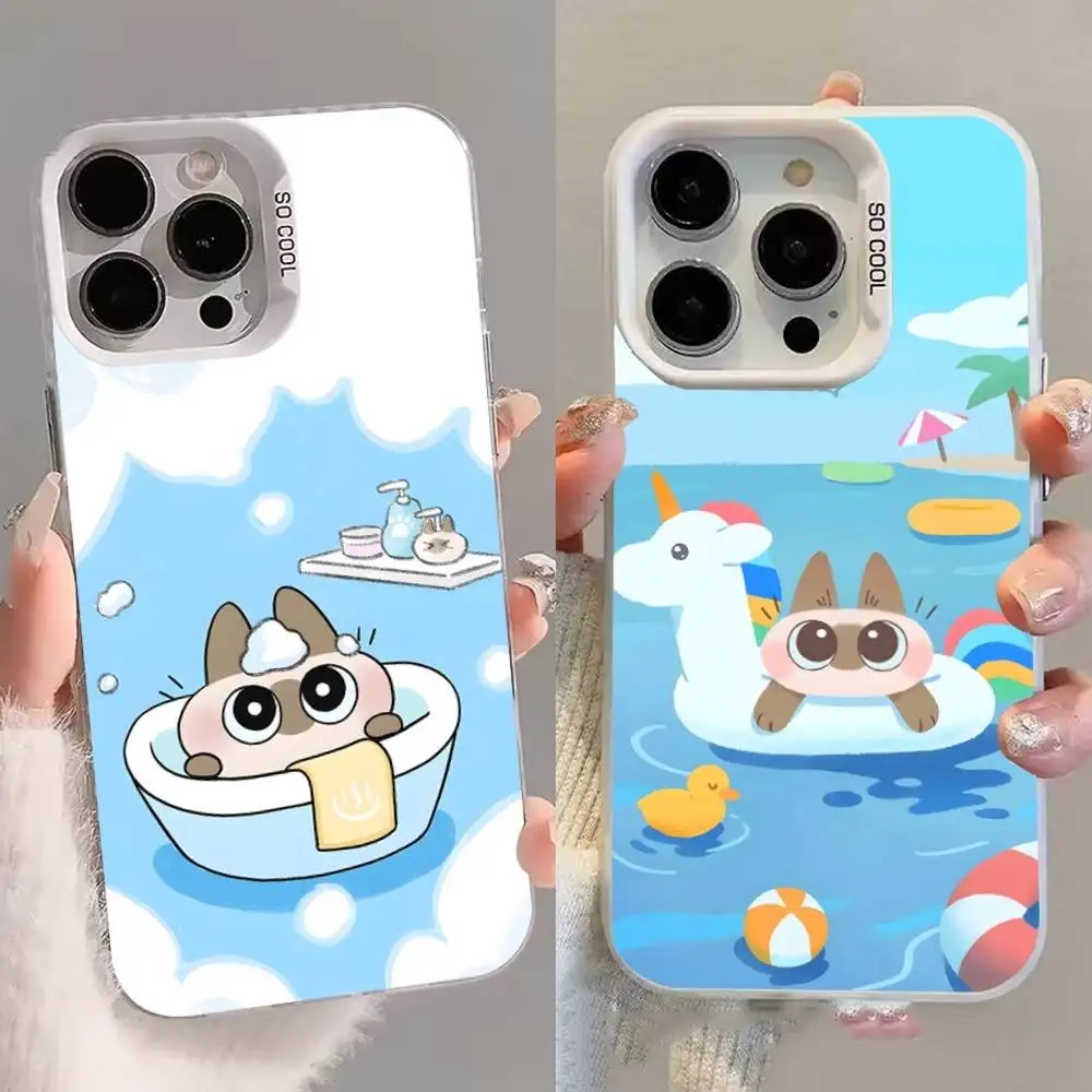 

Siamese Azukisan Azuki Phone Case For iPhone 16,15,14,13,12,11,8,7,Pro,Max,Plus,Mini,XS,SE White Candy Matte Shockproof Cover