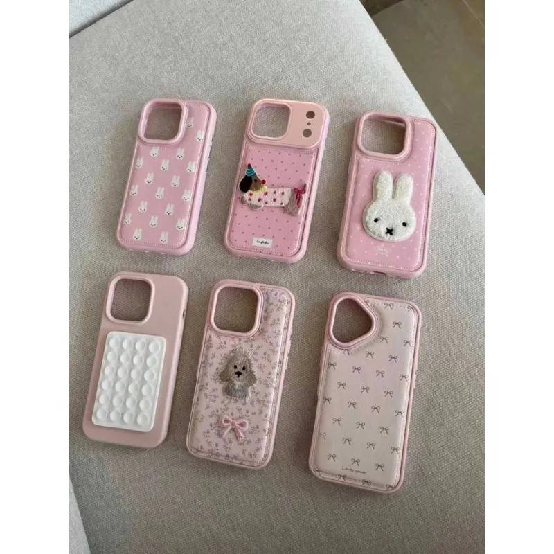 حافظة هاتف Kawaii Miffy الجديدة سلسلة وردية كرتونية شاملة مضادة للسقوط مناسبة لهاتف آيفون 17 16 15 14 13 12 11promax #1
