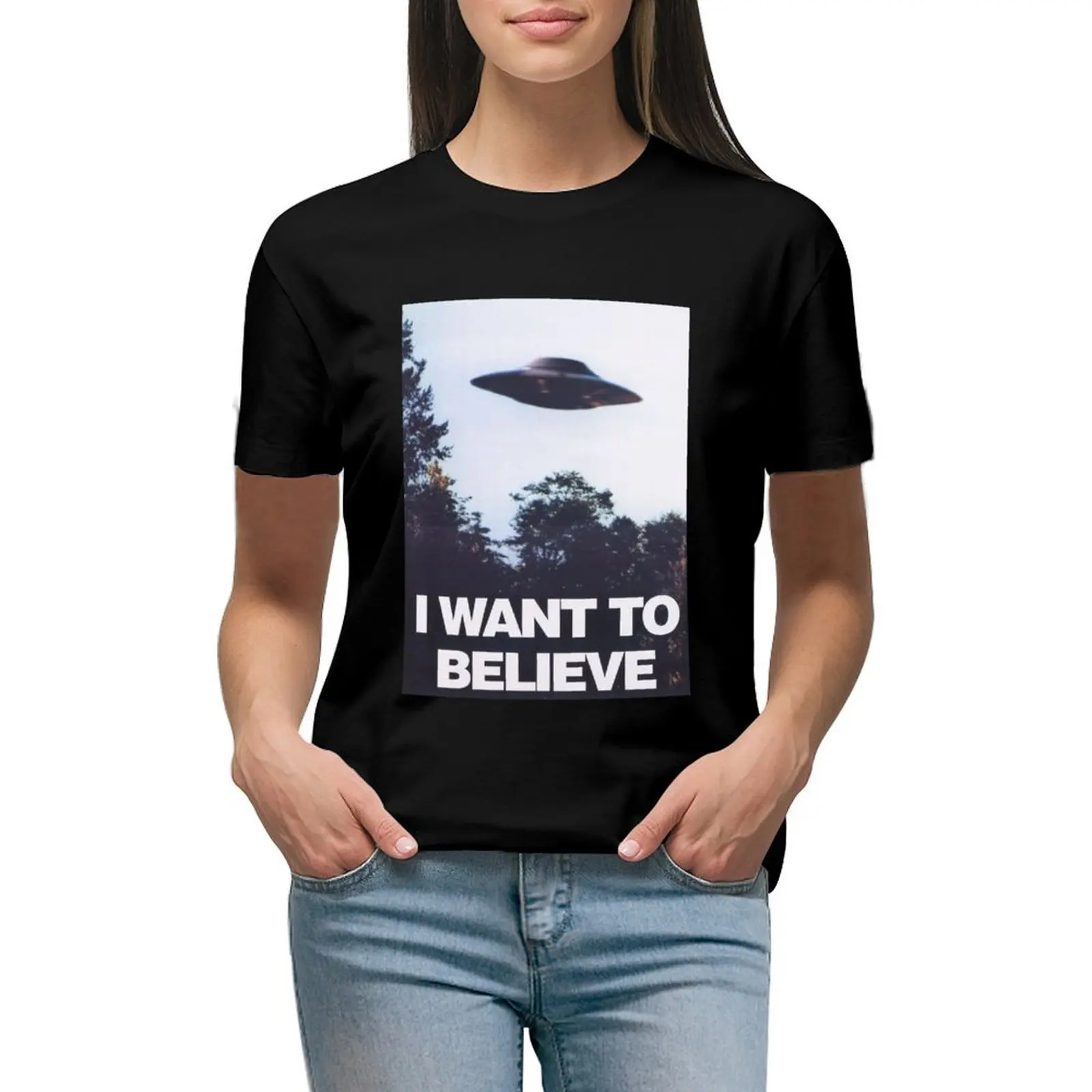 

The X-Files I Want To Believe T-Shirt vintage clothes tops plus size tops Women's tops