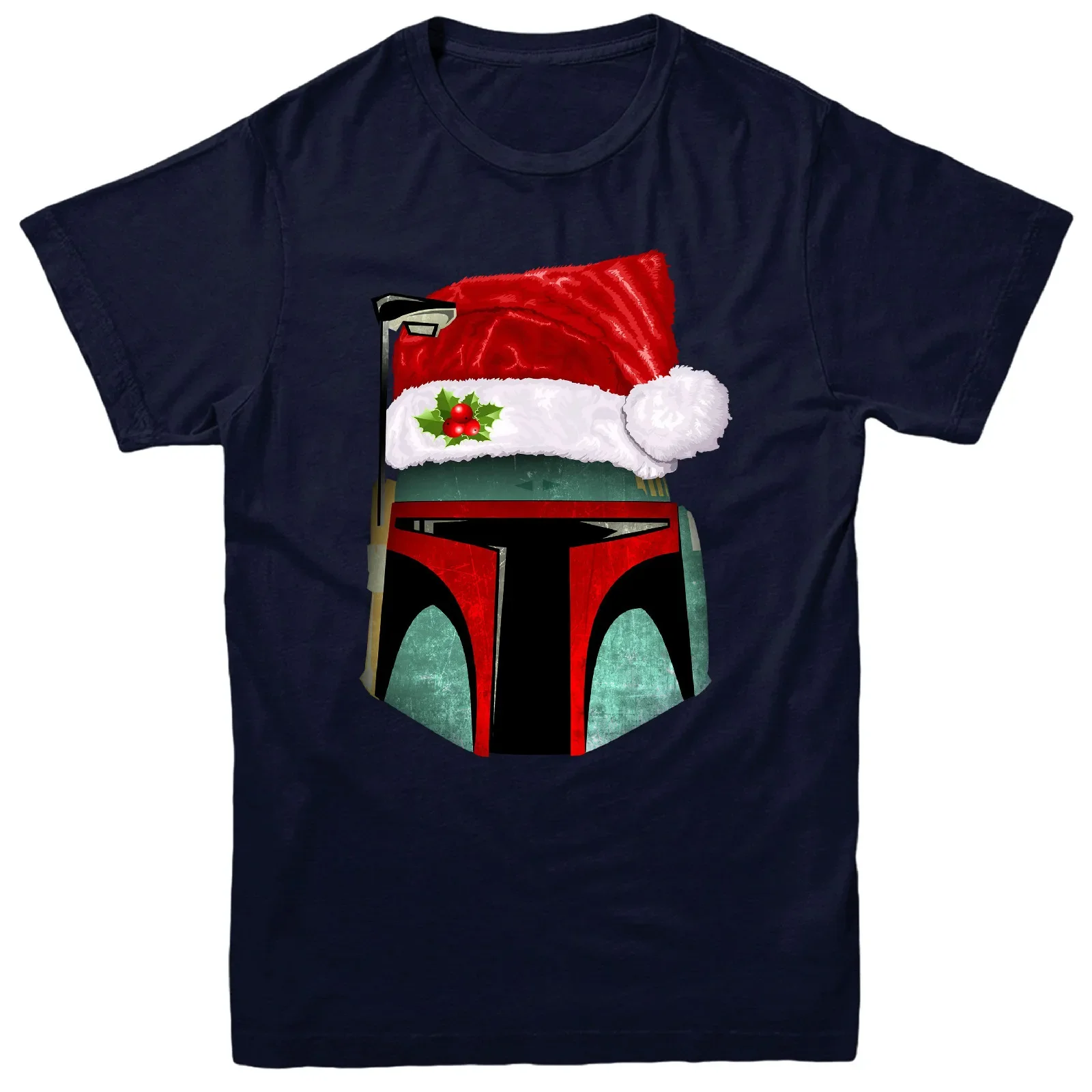 Bounty Hunter Boba Fett Christmas Hat Xmas Gift T-Shirt 100% Cotton O-Neck Summer Short Sleeve Casual Mens T-shirt Size S-3XL