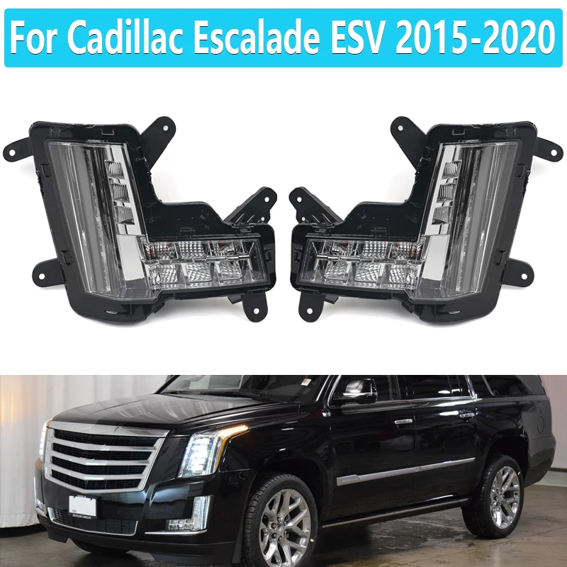 Fog Light w/Crash Brake for Cadillac Escalade ESV 2015-2020 Daytime Running Light w/LED Turn Signal Light DRL Lamp