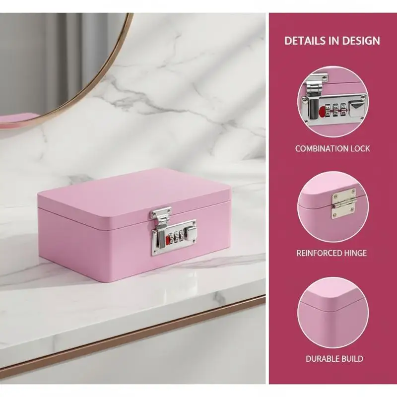 1Pcs Piggy Bank Organizer With Lock Iron Box Password Lock Money Saving Coin Box Treasure Box For Cash Dollars Cents Kid Gift