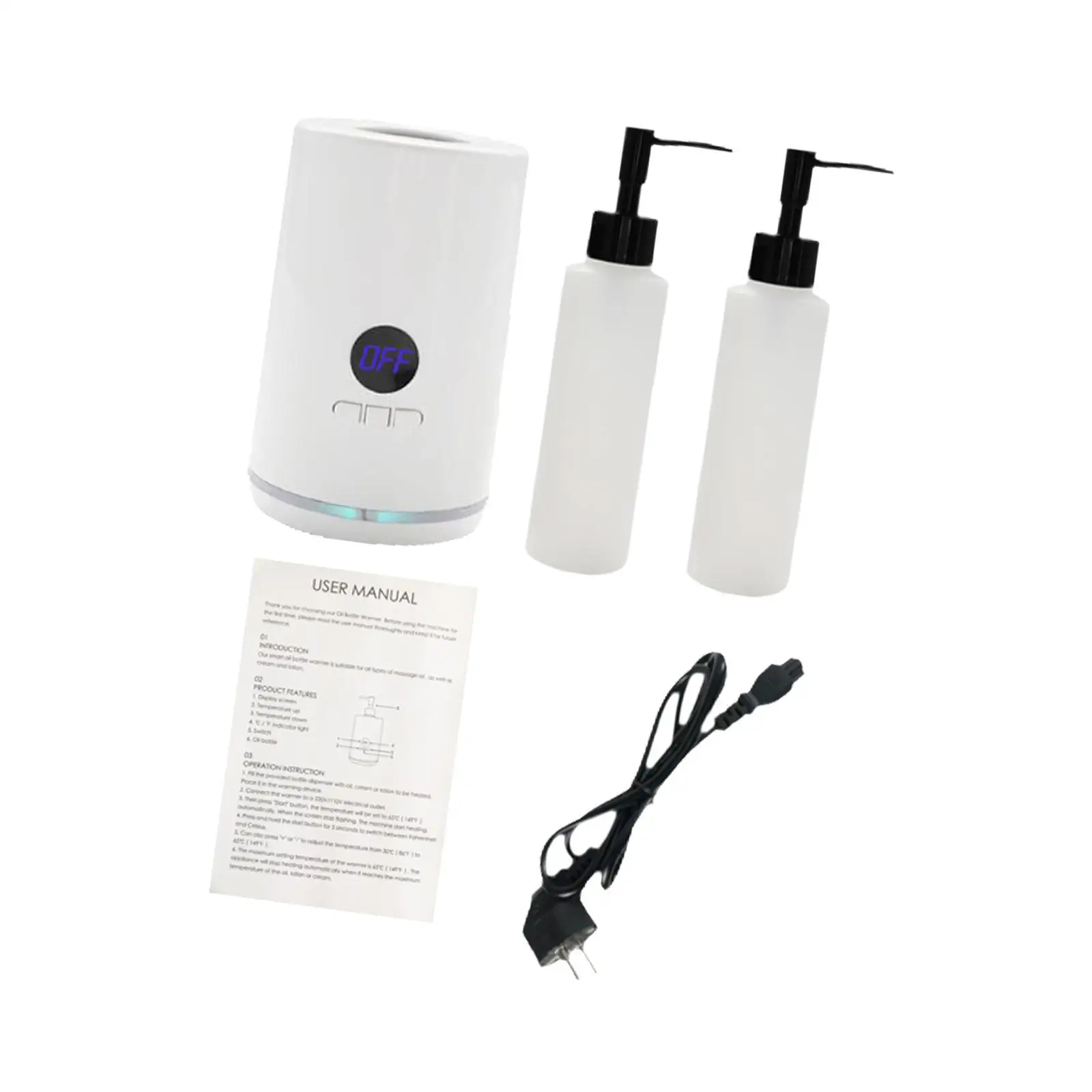 Massage Oil Bottle Heater with LED Display Portable Single Bottle Warmer Adjustable Temperature for Spa and Beauty Salon