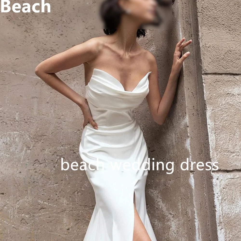 

Beach Customized Sweetheart Neck Wedding Dresses for Women High Slit Backless Stunning Customize To Measures Robe De Maries