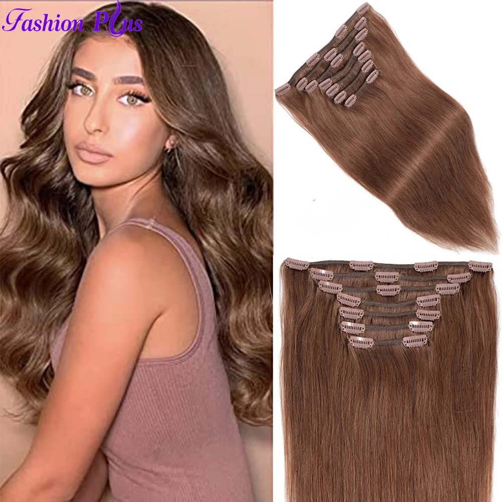 Clip In Human Hair Extensions 18-20 Inches Machine Made Brazilian Straight Hair Clip Ins Extensions 7 Pieces/Set 120G