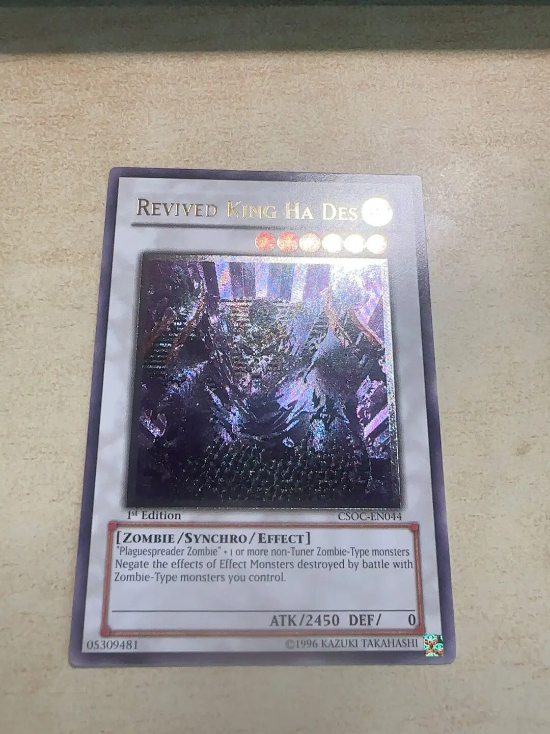 Yu-Gi-Oh! Revived King Ha Des CSOC-EN044 Ultimate Rare 1st Edition DIY Custom Card Game Collection Card (Not Original)