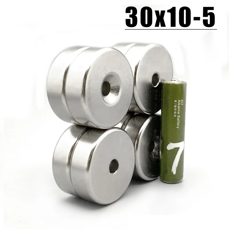 2/5/10/20Pcs 30x10mm Hole 5mm N35 Strong Ring Magnet Countersunk Rare Earth Neodymium Magnets Permanent magnet 30x10-5