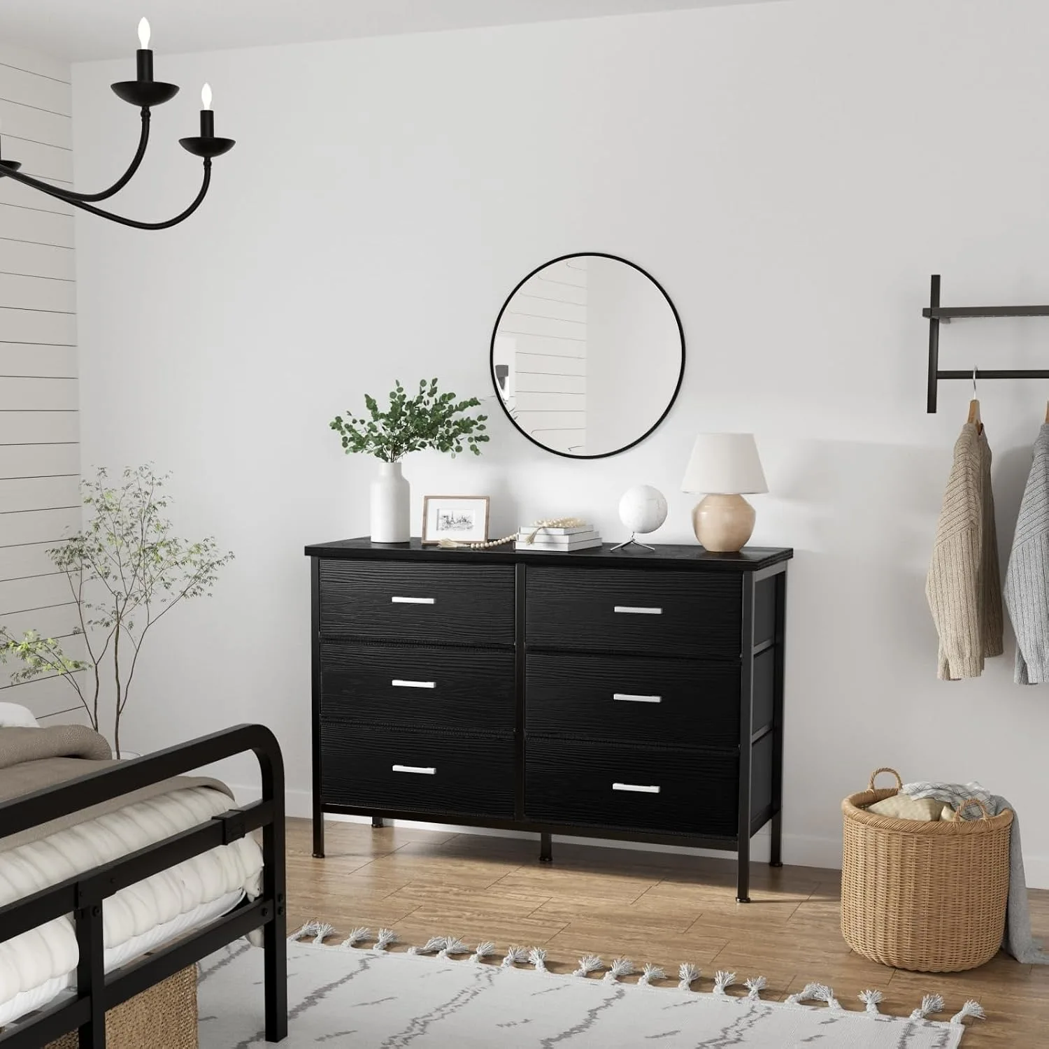 Bedroom Sets Nightstand Set 3 Piece Black with 6 Fabric Drawers Modern, Customized