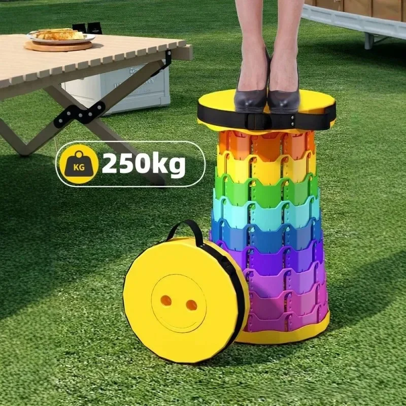 Folding Rainbow Stool Portable Height Adjustable Compact and Lightweight Outdoor Camping Chair for Travel Picnic Barbecue Room O
