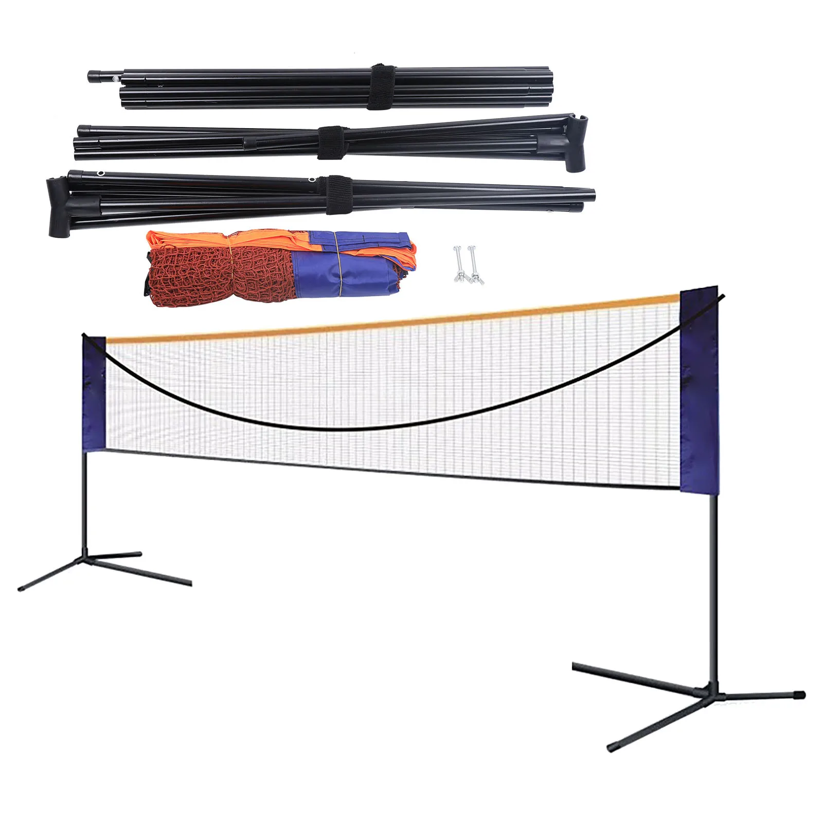 Juego de red de bádminton plegable de 20 pies, red de tenis portátil, juego de red de bádminton estándar ajustable en altura, redes de voleibol