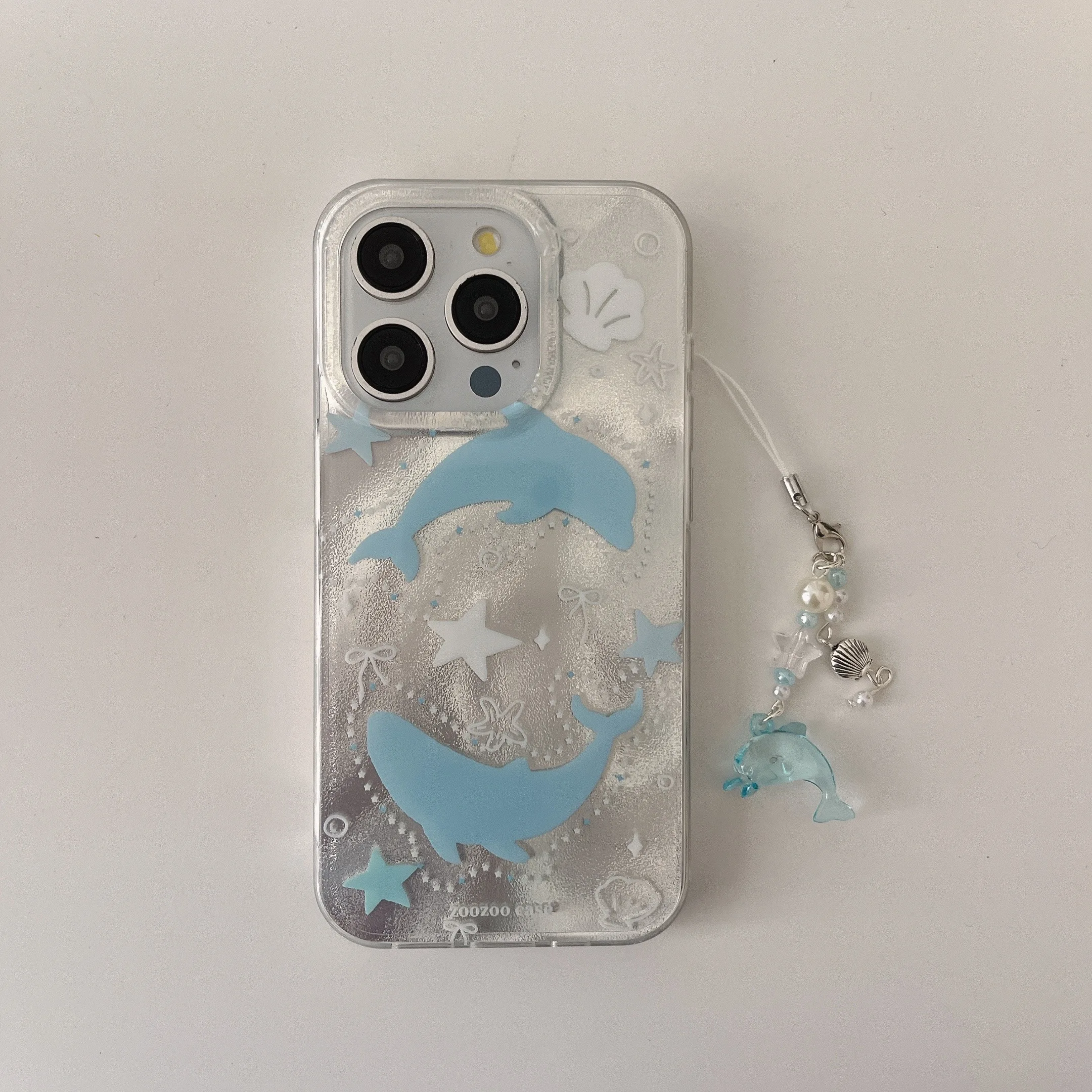 الكورية INS نجوم الأزرق الدلافين قضية الهاتف لسامسونج غالاكسي S25 S24 S23 S22 S21 FE الترا زائد 4G 5G ريشة الملمس الغطاء الخلفي #2