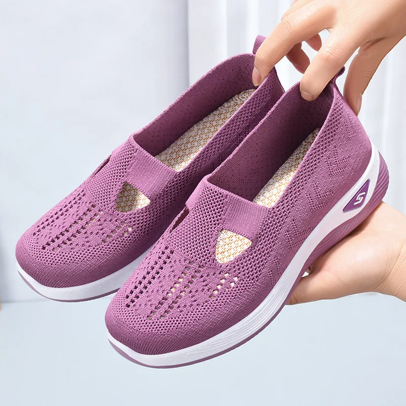 Women Mesh Flat Shoes Summer New Fashion Breathable Sports Comfortable Casual Dark Gray Work Shoes Non Slip Orthopedic Women