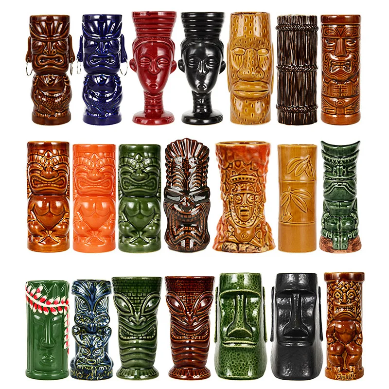 

Ceramic Tiki Cup For Christmas Gifts, party Drinkware, Hawaiian Cocktail Mug, Ghost Face, Zombie Face, Creative Drinking Mug