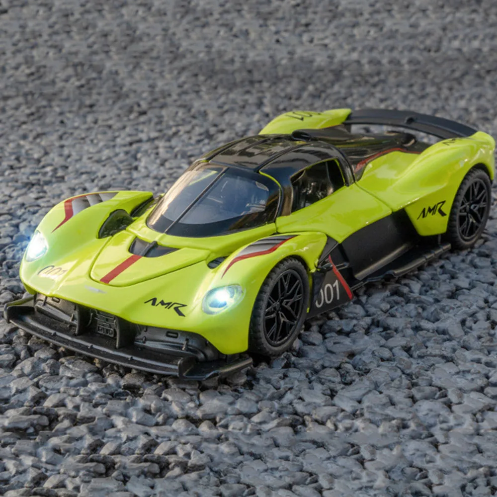 Coche de juguete Valkyrie 1:32, coches deportivos en miniatura, supercoche fundido a presión de aleación, sonido ligero, puertas extraíbles, modelos de vehículos abiertos, regalos para niños