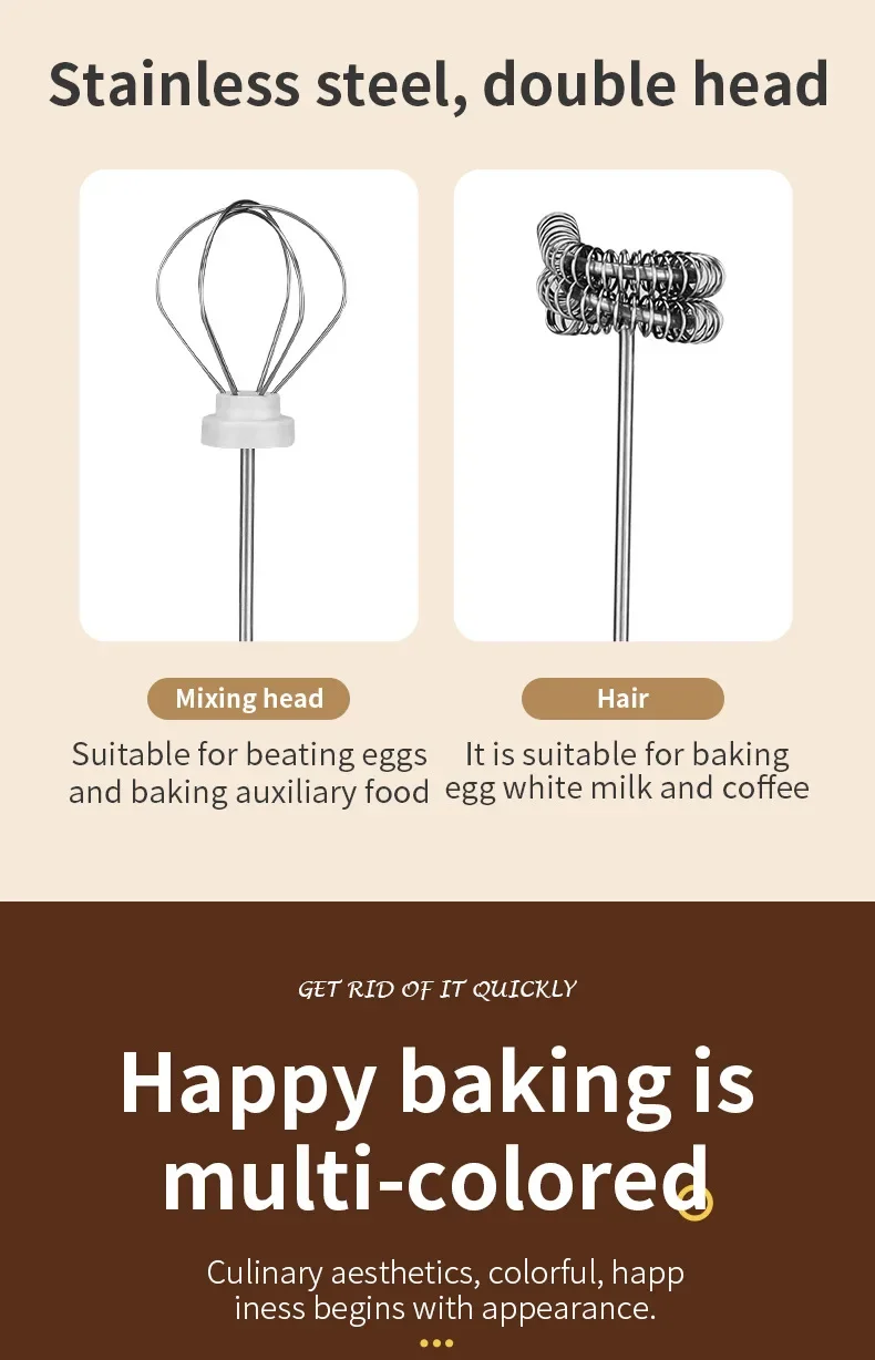 Drahtlose Typ-C Wiederaufladbare 3-geschwindigkeit Mini Handheld Milchaufschäumer Kaffeeaufschäumer Tragbare Küche Kochen Werkzeuge Schneebesen schaum Mixer – Detail 15