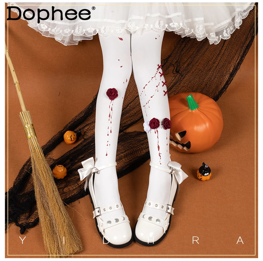 

Оригинальные японские колготки Лолиты на Хэллоуин, готический стиль, темные Лолиты, индивидуальные универсальные базовые чулки