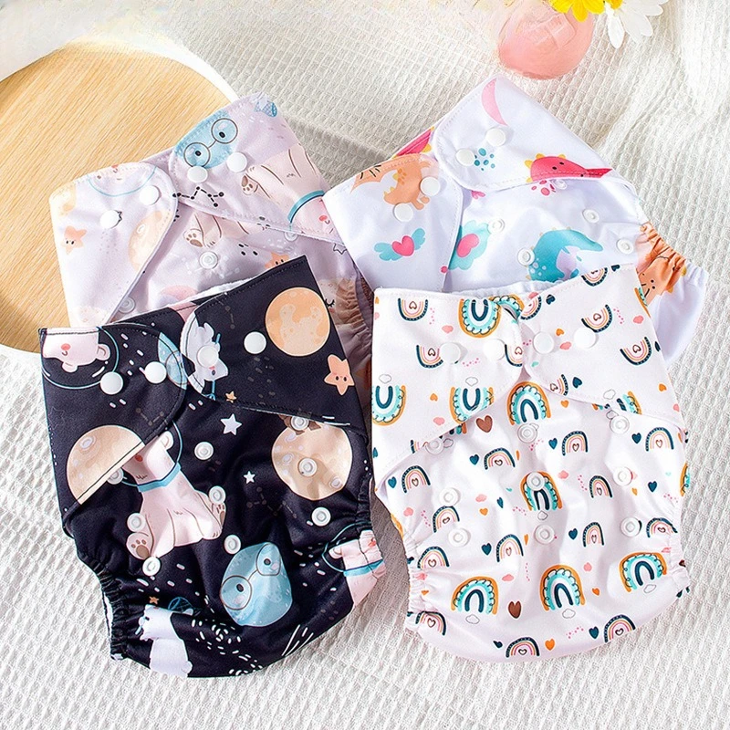 Washable Reusable Baby Cloth Diaper Pants, Single Row Snap Nappy Cover, Diaper Wrap for 1-3 Years Old Toddler