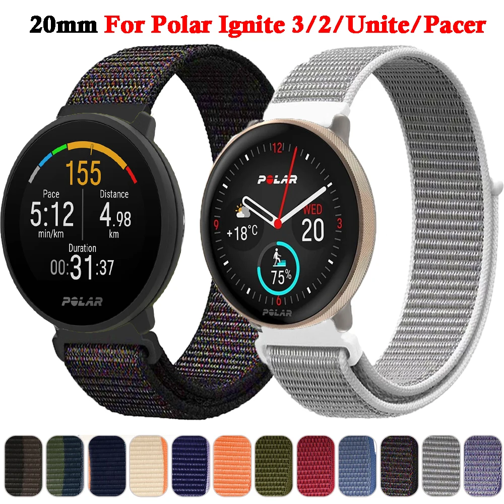 20mm Nylon For Polar Ignite 3 Band For Polar Unite/Ignite 2/Pacer Replacement Bracelet For COROS APEX 2/Suunto 3 Fitness